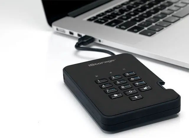 Alt view image 5 of 8 - iStorage diskAshur2 HDD 4TB Black -  Secure portable hard drive - Password protected, dust and water resistant, portable, military grade hardware encryption USB 3.1 IS-DA2-256-4000-B