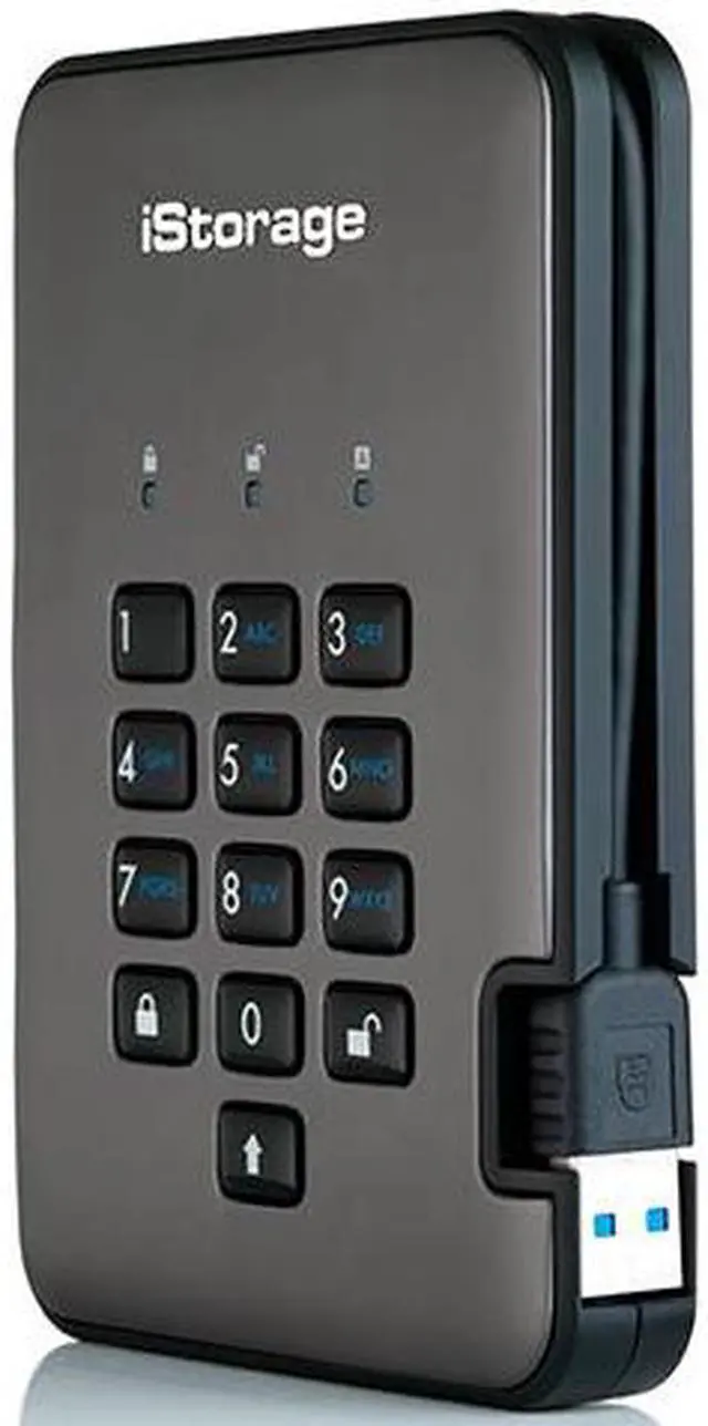 Alt view image 5 of 6 - iStorage diskAshur PRO2 HDD 1TB Secure portable hard drive FIPS Level 2 certified - password protected, dust and water resistant, military grade hardware encryption.IS-DAP2-256-1000-C-G