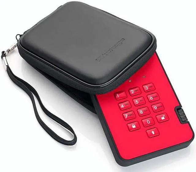 Alt view image 3 of 12 - iStorage diskAshur2 HDD 2TB Red -  Secure portable hard drive - Password protected, dust and water resistant, portable, military grade hardware encryption USB 3.1 IS-DA2-256-2000-R