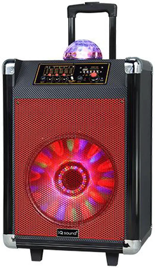 Alt view image 6 of 12 - Supersonic Speaker System - 18 W Rms - Portable - Battery Rechargeable - Wireless Speaker[s] - 30 Hz - 20 Khz - Sd - Bluetooth - Usb - Rechargeable Battery, Disco Light, Fm Radio, (iq3612djbtrd)