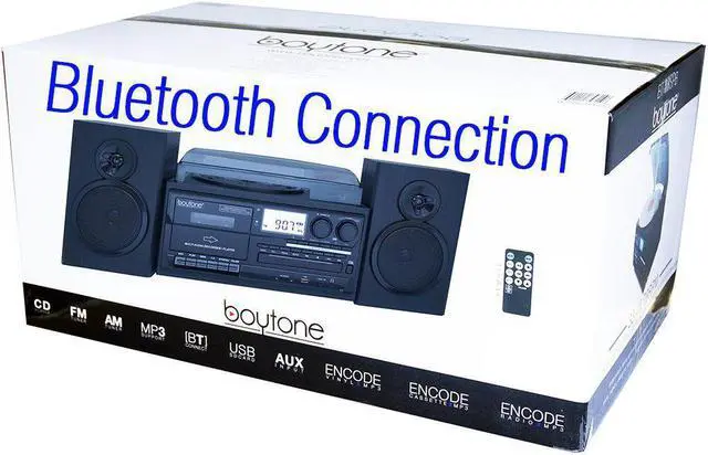 Alt view image 8 of 9 - Boytone BT-28SPB, Bluetooth Classic Style Record Player Turntable with AM/FM Radio, Cassette Player, CD Player, 2 Separa