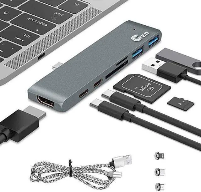 Alt view image 6 of 6 - Sanho HyperDrive DUO HD28C-GRAY Hub 7-in-2 for MacBook Pro/Air