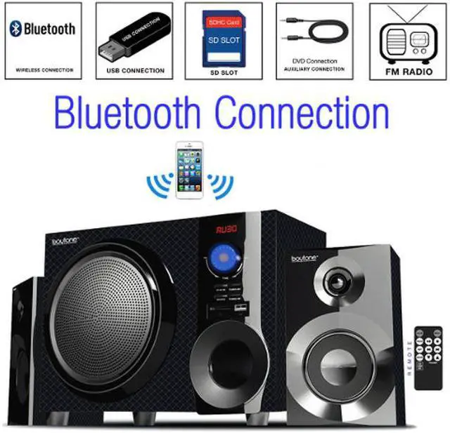 Main image of Boytone BT-215FD Powerful Wireless Bluetooth Home Speaker System  Bass System FM Radio, Remote Control, Aux-In
