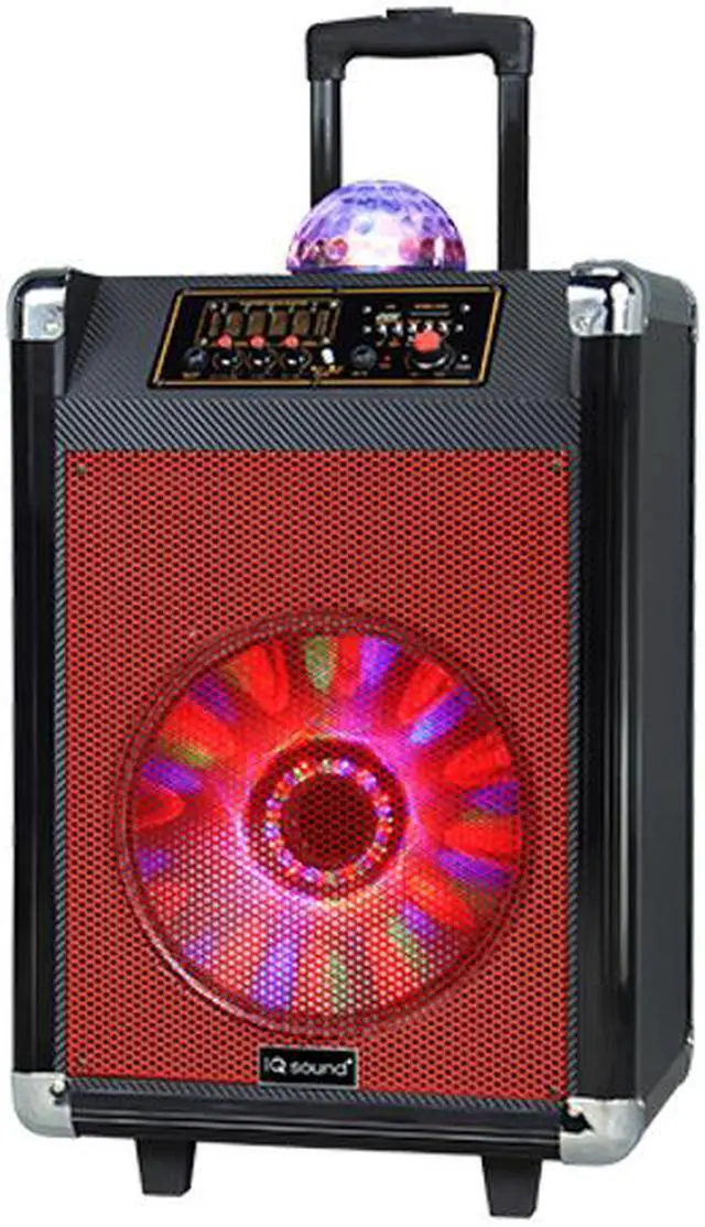 Alt view image 2 of 12 - Supersonic Speaker System - 18 W Rms - Portable - Battery Rechargeable - Wireless Speaker[s] - 30 Hz - 20 Khz - Sd - Bluetooth - Usb - Rechargeable Battery, Disco Light, Fm Radio, (iq3612djbtrd)