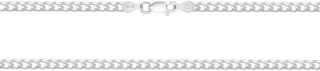 Main image of Solid 925 Sterling Silver Italian 3.7mm Flat 22 Curb Chain Necklace for Men Women CURB100-22