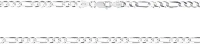 Main image of Solid 925 Sterling Silver Italian 3.9mm Flat 20 Figaro Link Chain Necklace for Women Men Made in Italy FIG100-20