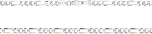 Alt view image 4 of 7 - Solid 925 Sterling Silver Italian 5mm Flat 24 Figaro Link Chain Necklace for Women Men Made in Italy FIG120-24