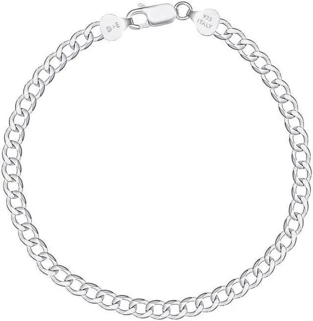 Alt view image 2 of 6 - Solid 925 Sterling Silver Italian 3.7mm Flat 22 Curb Chain Necklace for Men Women CURB100-22