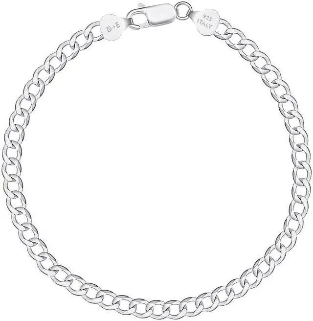 Alt view image 2 of 7 - Solid 925 Sterling Silver Italian 3.7mm Flat 24 Curb Chain Necklace for Men Women CURB100-24