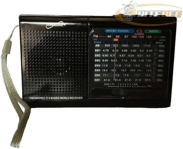 Alt view image 16 of 18 - Supersonic SC-1080BT- BLK 9-Band Rechargeable Bluetooth Radio with USB/SD Card Input (Black)