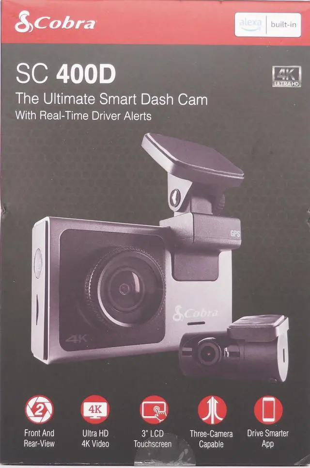 Alt view image 20 of 20 - Cobra SC 400D Dual-View Smart Dash Cam with Rear-View Accessory Cam 6412686 - Black