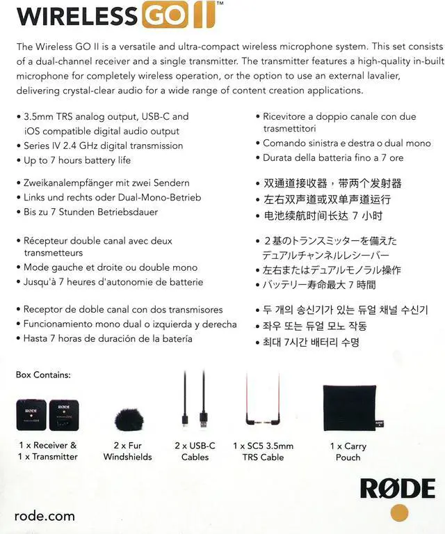 Alt view image 11 of 20 - Rode Wireless GO II Single Compact Digital Wireless Microphone System/Recorder (2.4 GHz, Black)