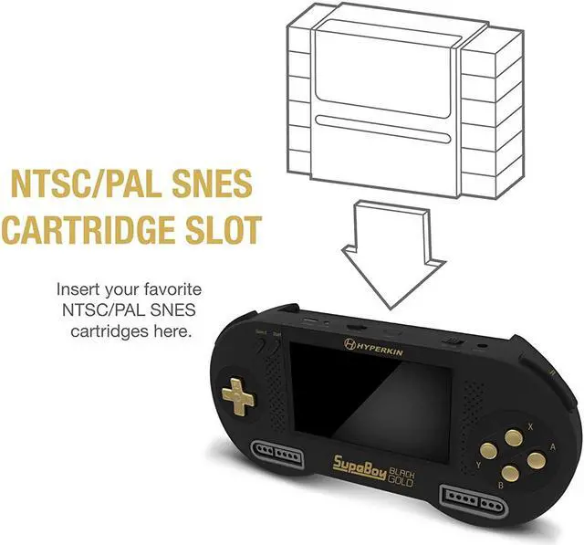 Alt view image 4 of 9 - Hyperkin SupaBoy Portable Pocket Console For Super NES / Super Famicom Black Gold M08889-BKC