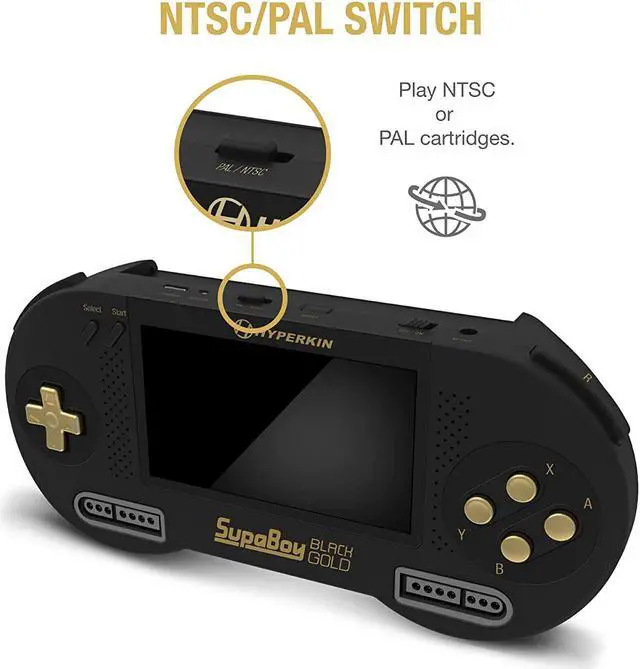 Alt view image 5 of 9 - Hyperkin SupaBoy Portable Pocket Console For Super NES / Super Famicom Black Gold M08889-BKC