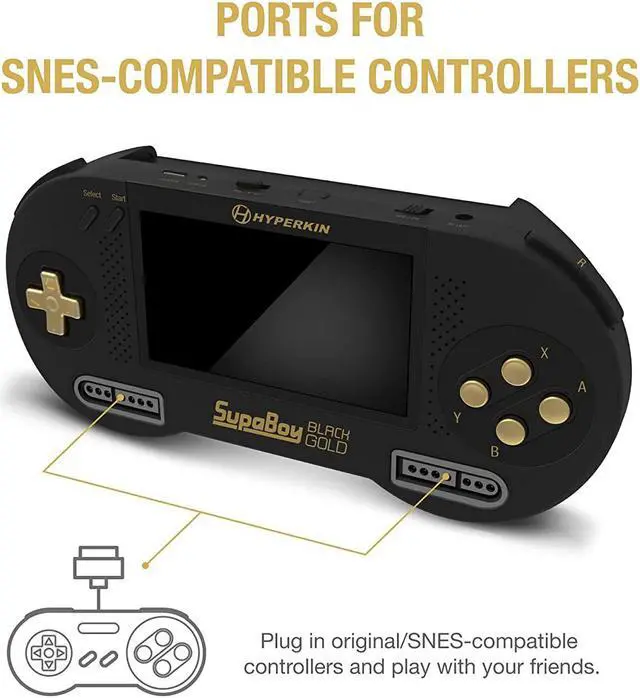 Alt view image 6 of 9 - Hyperkin SupaBoy Portable Pocket Console For Super NES / Super Famicom Black Gold M08889-BKC
