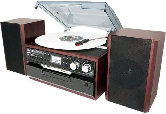 Alt view image 6 of 11 - 7-in-1 Boytone BT-24DJM Turntable with Bluetooth Connection, 3 Speed 33, 45, 78 Rpm, CD, Cassette Player AM, FM USB, SD