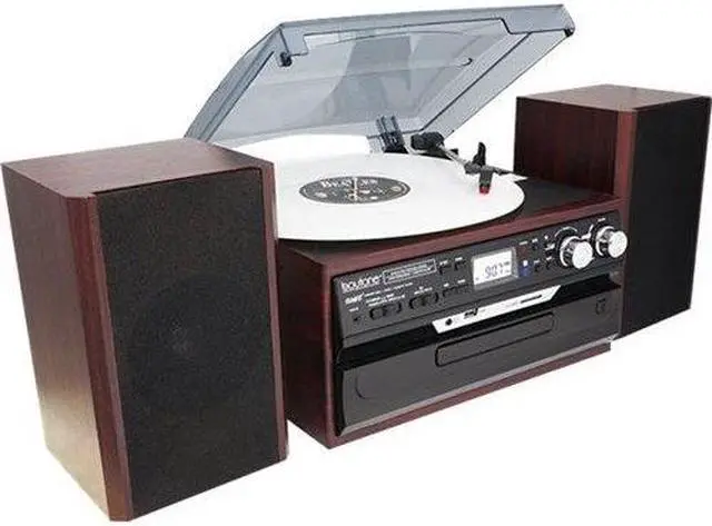 Alt view image 5 of 11 - 7-in-1 Boytone BT-24DJM Turntable with Bluetooth Connection, 3 Speed 33, 45, 78 Rpm, CD, Cassette Player AM, FM USB, SD