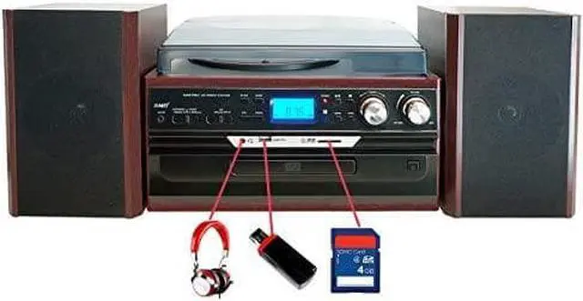 Alt view image 3 of 7 - Boytone BT-24DJM Bluetooth Record Player Turntable Stereo System CD Cassette