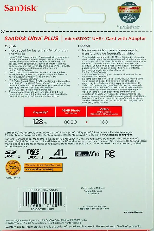 Alt view image 8 of 8 - Ultra Plus 128GB microSDXC UHS-I Memory Card