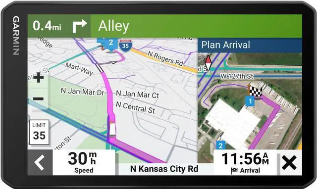 Alt view image 5 of 9 - Garmin dzl OTR710, Large, Easy-to-Read 7 GPS Truck Navigator, Custom Truck Routing, High-Resolution Birdseye Satellite Imagery, Directory of Truck & Trailer Services