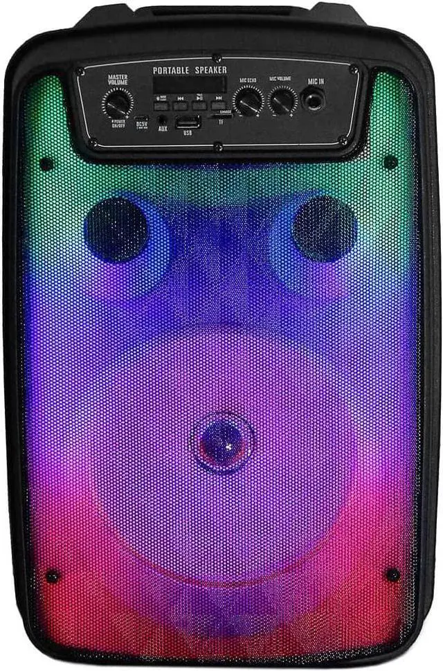 Main image of Supersonic Fire Box 8" TWS Bluetooth Speaker with Light Show and Microphone Black IQ-7008DJBT