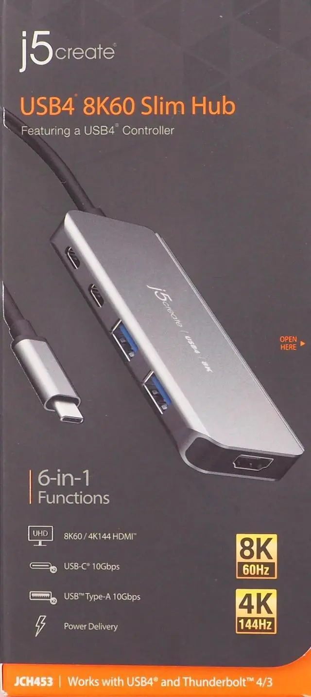 Alt view image 4 of 7 - j5create USB4 8K60 Slim Multi-Hub JCH453