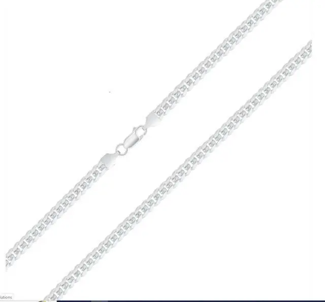 Main image of Solid 925 Sterling Silver Miami Cuban Link Chain Necklace 5mm, 20" Made in Italy, Unisex, All Ages