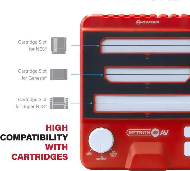 Alt view image 5 of 7 - Hyperkin RetroN 3 AV Console for NES, SNES,Super Famicom, Genesis/Mega Drive  Red M07168-PR
