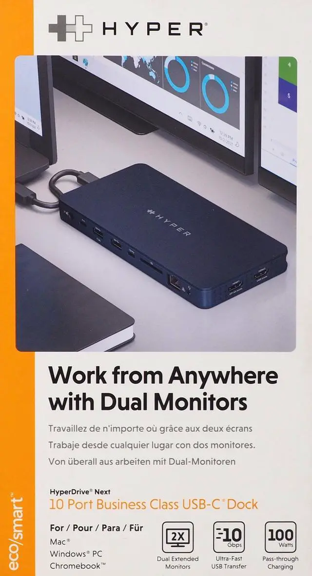 Alt view image 8 of 8 - Hyper HyperDrive Next 10 Port Business Class USB-C Dock Midnight Blue HD7001GL