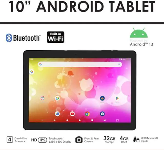 Alt view image 9 of 12 - Supersonic 10.1 inch Android Touchscreen Tablet 32 GB, 4GB Ram, Bluetooth 4.2  SC-3110