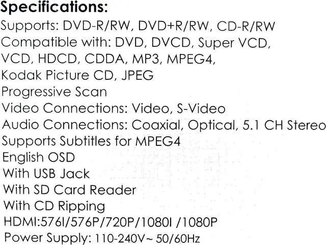 Alt view image 4 of 7 - JVC XV-Y430B All Region Code Free HDMI DVD Player 5.1 Channel USB PAL NTSC