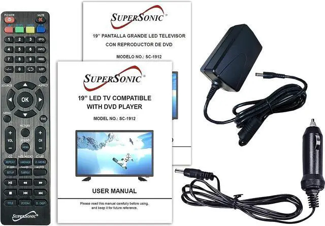 Alt view image 14 of 15 - Supersonic SC-1912 19" LED Widescreen HDTV w/ Built-In DVD Player