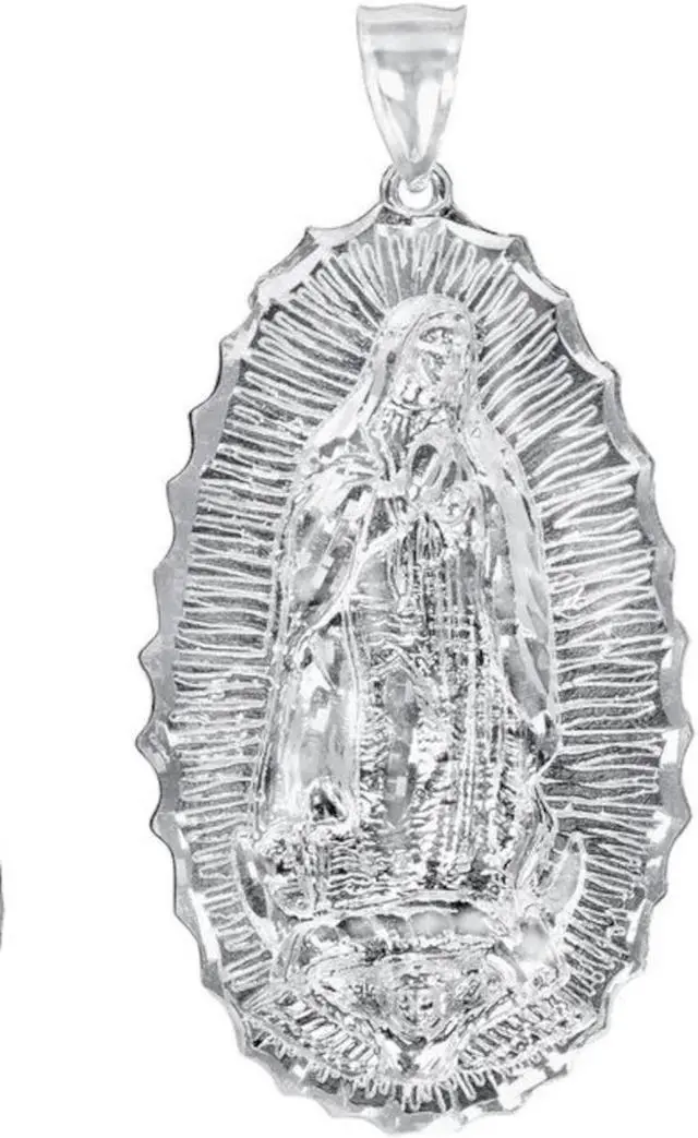 Main image of 925 Sterling Silver Our Lady of Guadalupe Virgin Mary Medallion Pendant Necklace, Italy, Unisex, All ages
