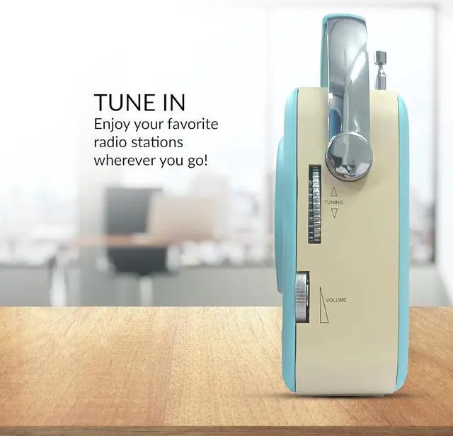 Alt view image 7 of 10 - Supersonic SC-1201BT Retro Portable Bluetooth Speaker with Vintage Vibes, AM/FM Radio Blue