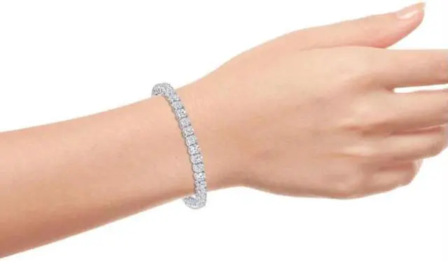 Alt view image 2 of 4 - Solid 925 Sterling Silver 6.5 Tennis Bracelet 4mm Clear Cubic Zirconia Rhodium Plated for Women, Italy