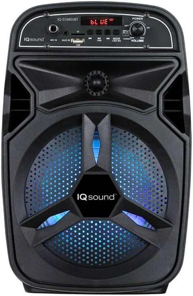 Alt view image 2 of 6 - Supersonic IQ Sound IQ-5108DJBT 8-inch Portable Bluetooth Speaker, True Wireless Stereo, LED Light