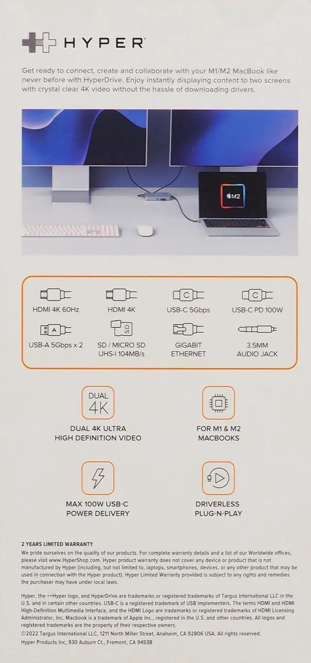 Alt view image 10 of 10 - Hyper HDM1H Dual 4K HDMI 10-in-1 USB-C Hub
