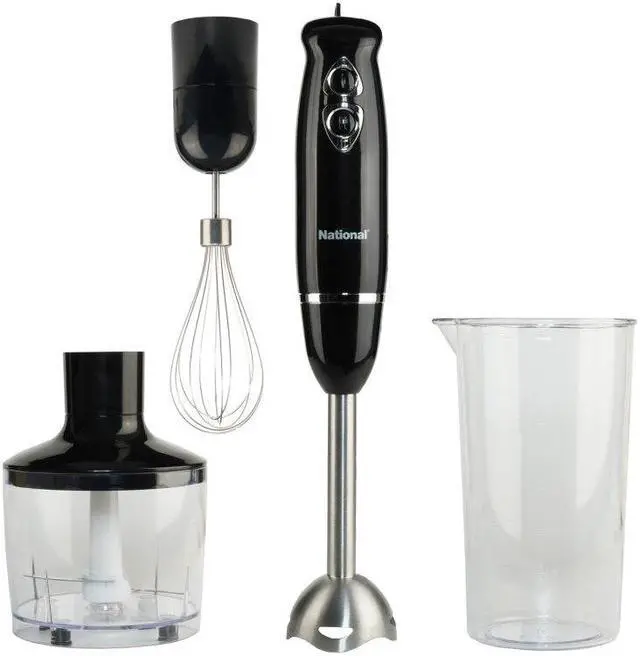 Main image of National 4-in-1 Multi-Purpose Immersion Hand Blender, Mash, Chop and Whisk NA-3104HB Black