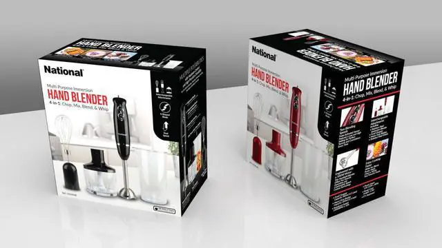 Alt view image 6 of 6 - National 4-in-1 Multi-Purpose Immersion Hand Blender, Mash, Chop and Whisk NA-3104HB Red