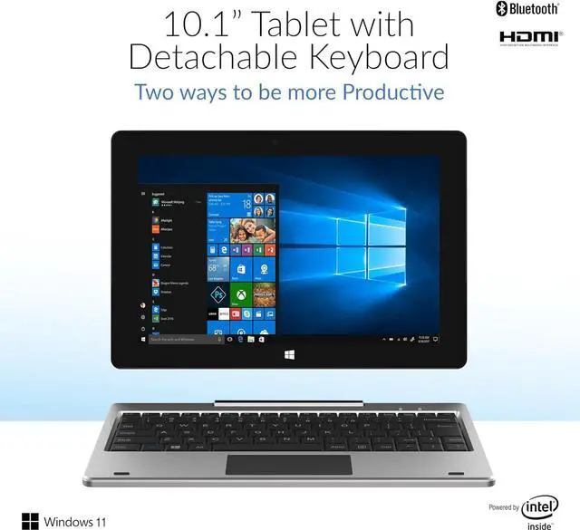 Alt view image 2 of 7 - Supersonic 10.1-inch Tablet with Detachable Keyboard, Windows 11 Tablet Intel Celeron CPU SC-5032WKB