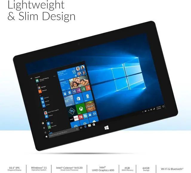 Alt view image 4 of 7 - Supersonic 10.1-inch Tablet with Detachable Keyboard, Windows 11 Tablet Intel Celeron CPU SC-5032WKB