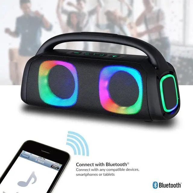Alt view image 10 of 14 - IQ Sound Portable Bluetooth Speaker W/ RGB Lights, TWS, USB/Micro SD/FM Radio Inputs IQ-3540BT