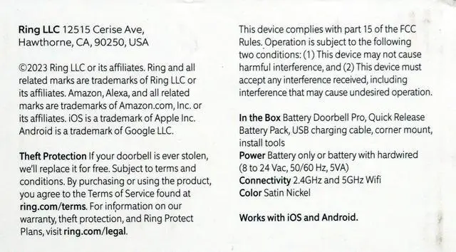 Alt view image 8 of 8 - Ring RINGBATTPRO Battery Doorbell Pro - Satin Nickel