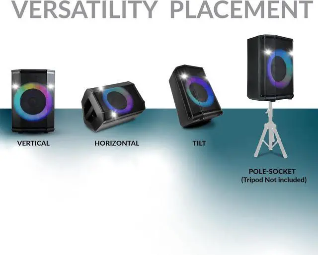 Alt view image 5 of 7 - Supersonic IQ Sound 15 Portable Bluetooth Speaker True Wireless Stereo Light Shows FM IQ-6715DJBT