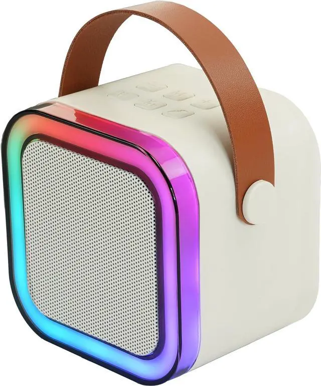 Alt view image 5 of 7 - IQ Sound Mini Karaoke Bluetooth Speaker Wireless Microphone, RGB Lights, Voice Effects IQ-708K White