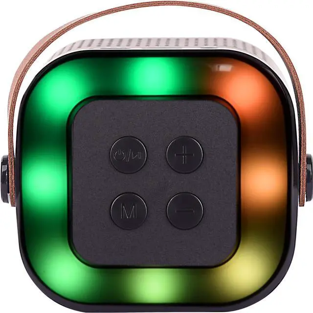 Alt view image 6 of 7 - IQ Sound Mini Karaoke Bluetooth Speaker, Wireless Mic, Voice Effects Colorful Lights, Black IQ-808K