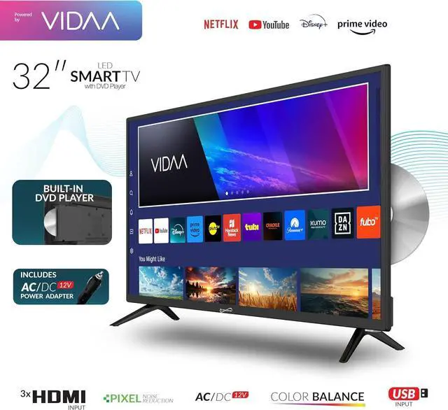 Alt view image 2 of 8 - Supersonic 32-inch LED Smart HDTV w/DVD Player, ATSC & NTSC System AC/DC W/ DC Car Cord SC-3226SDVD