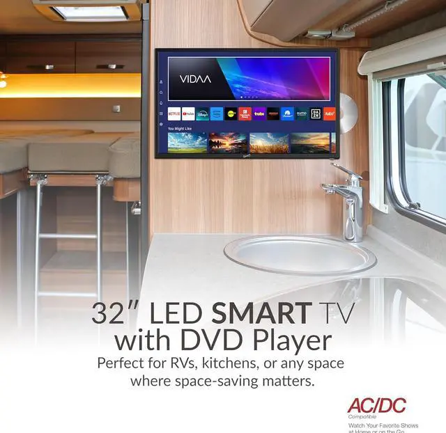 Alt view image 4 of 8 - Supersonic 32-inch LED Smart HDTV w/DVD Player, ATSC & NTSC System AC/DC W/ DC Car Cord SC-3226SDVD