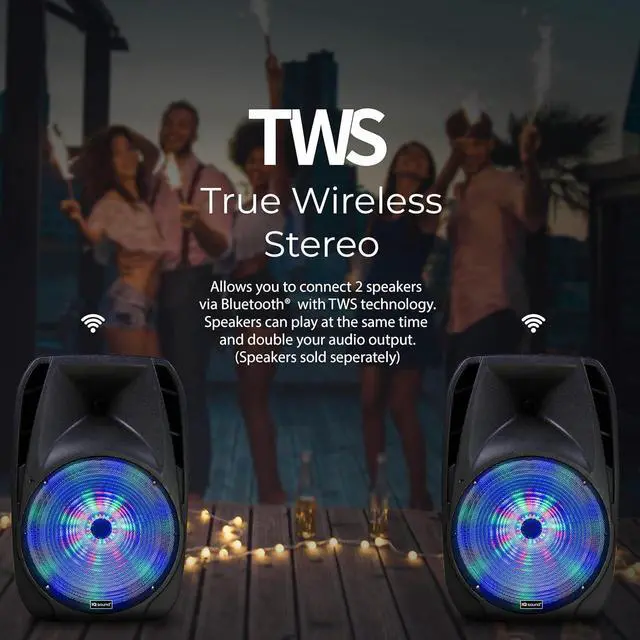 Alt view image 17 of 19 - Supersonic IQ-4415DJBT 15" Portable Bluetooth DJ Speaker with Stand