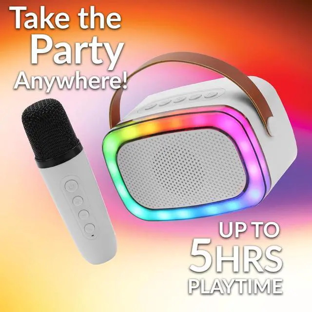 Alt view image 4 of 8 - Supersonic Mini Karaoke Bluetooth Speaker with Wireless Microphone IQ-908K White